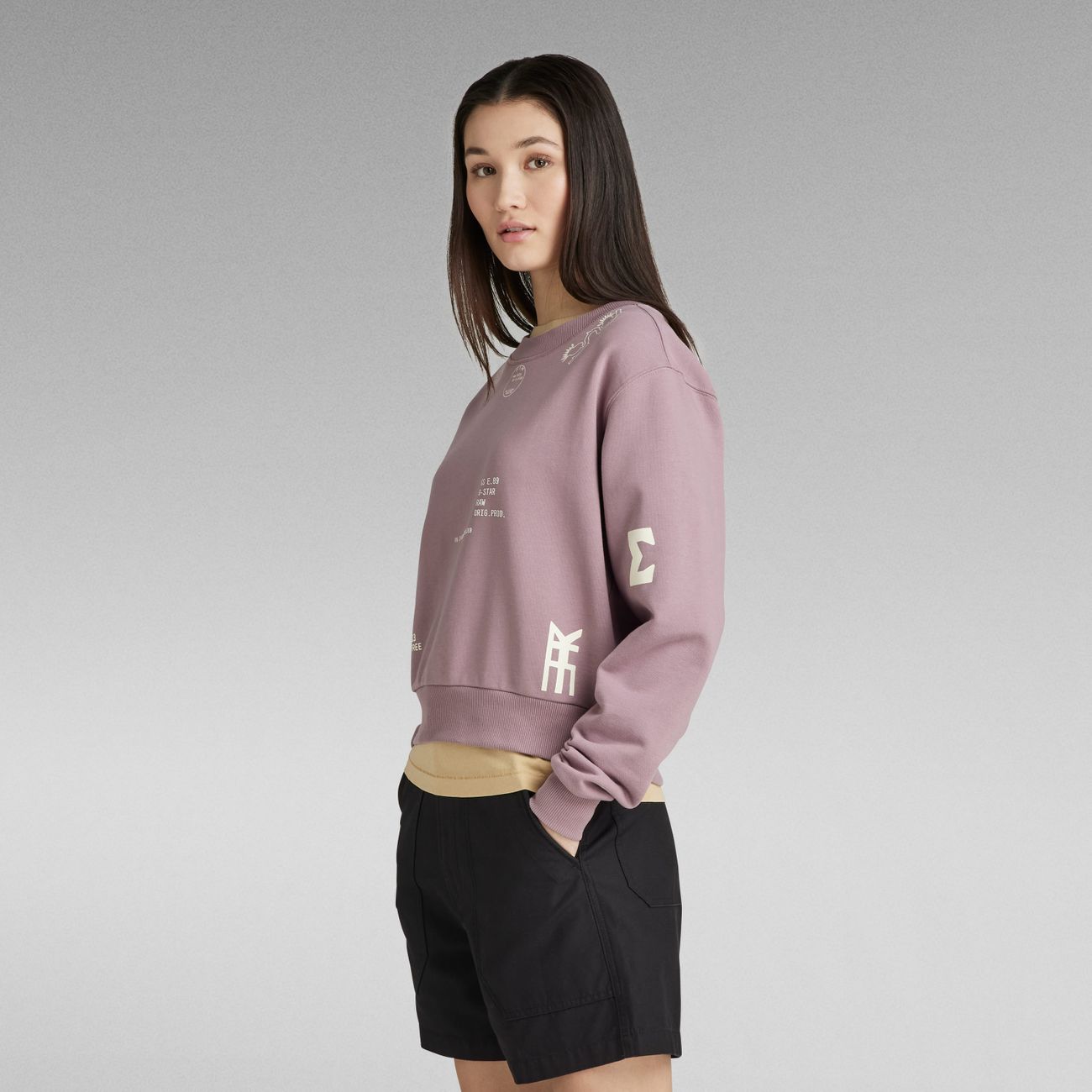 G-STAR RAW DENIM MULTI GRAPHIC CROPPED LOOSE SWEATSHIRT Damen Sweatshirt